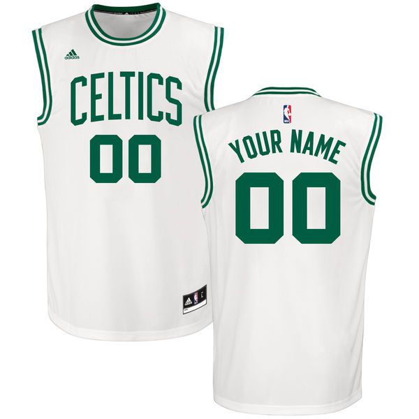 Men Adidas Boston Celtics Custom Replica Home White NBA Jersey